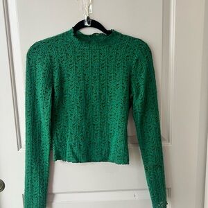 Emerald Green Ribbed Crop Blouse